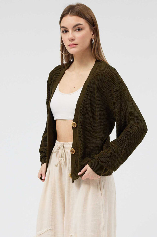 Forest Düğmeli Triko Hırka