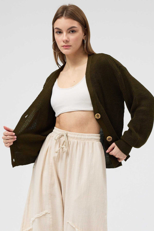 Forest Düğmeli Triko Hırka