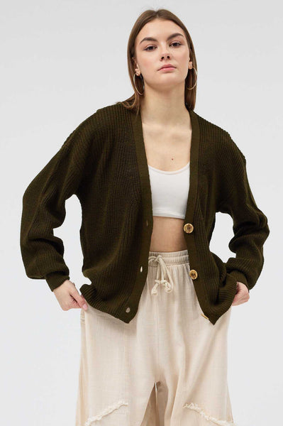 Forest Düğmeli Triko Hırka