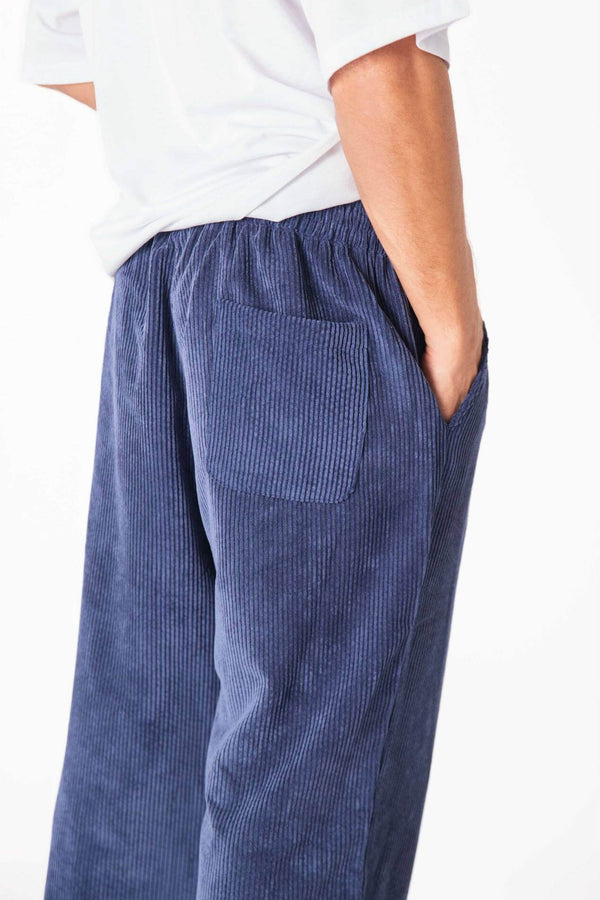 Navy kadife Baggy Pantolon - Erkek - snugbrandwear