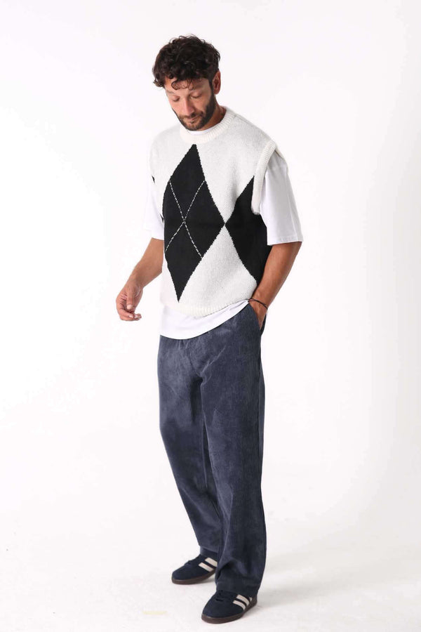 Lacivert kadife Baggy Pantolon - Erkek - snugbrandwear