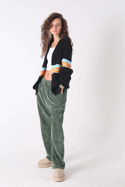 Night Striped Triko Hırka - Kadın - snugbrandwear