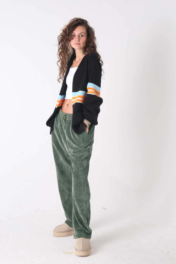 Night Striped Triko Hırka - Kadın - snugbrandwear