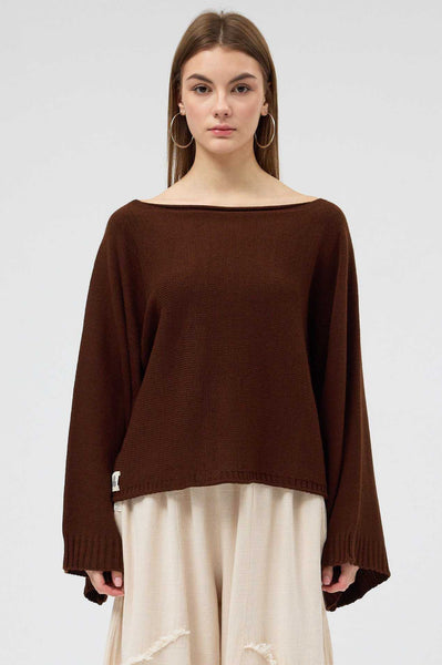 Snug brandwear kahverengi triko pamuk sweatshirt crop top 