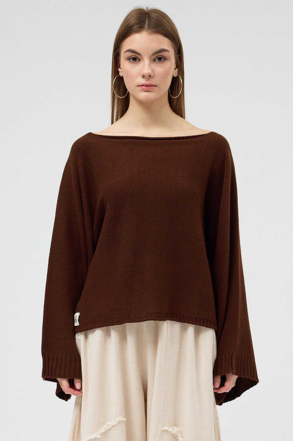 Snug brandwear kahverengi triko pamuk sweatshirt crop top 