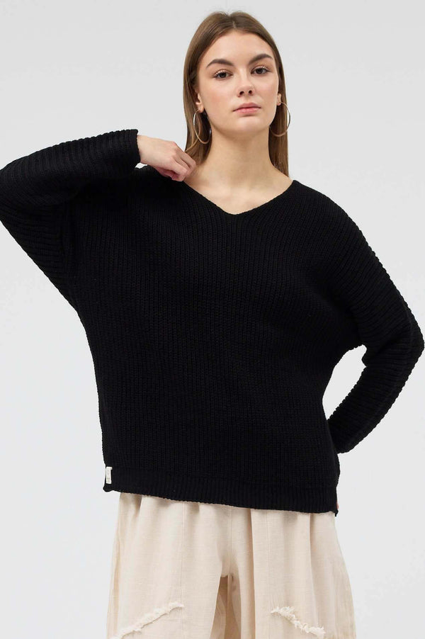 Snug brandwear siyah triko v yaka sweatshirt kadın özel limited 