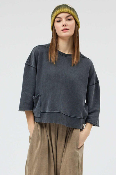 Snug brandwear antrasit yıkamalı 100% pamuk crop kış için uygun