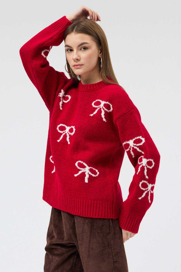 snug brandwear kırmızı Kış yıl başı Özel triko hırka standart beden oversize kesim