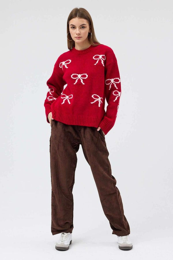 snug brandwear kırmızı Kış yıl başı Özel triko hırka standart beden oversize kesim