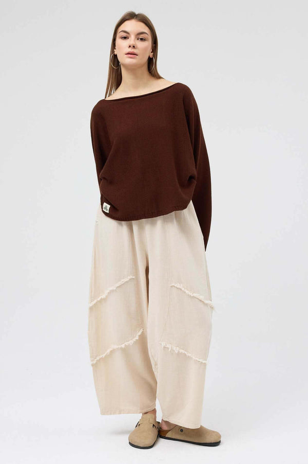 Snug brandwear kahverengi triko pamuk sweatshirt crop top 