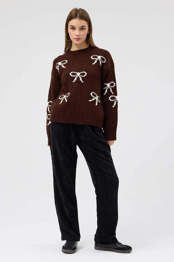 snug brandwear kahverengi Kış yıl başı Özel triko hırka standart beden oversize kesim