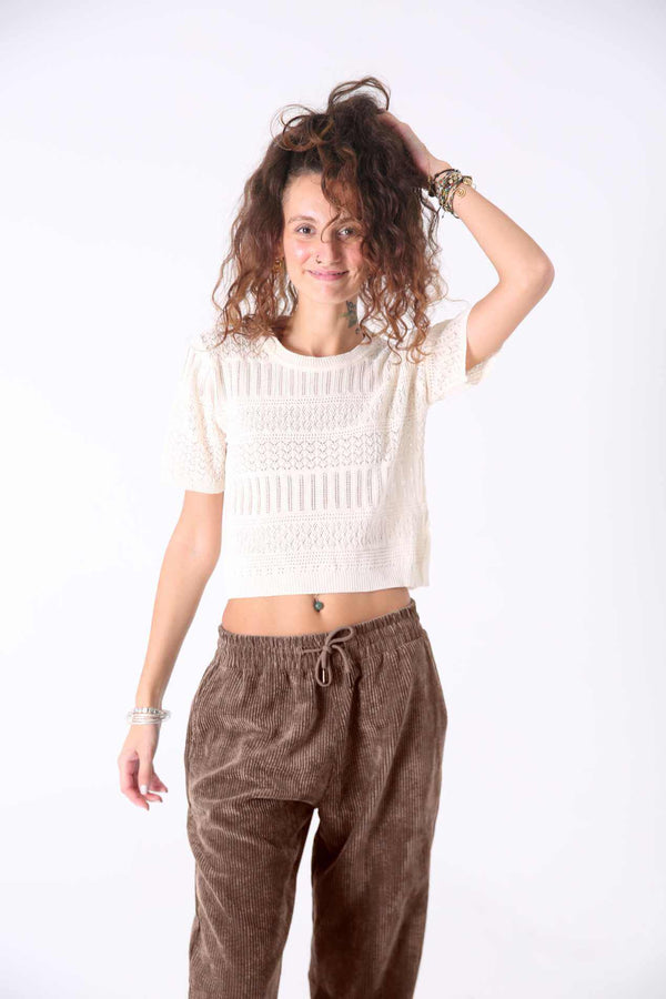Roasted Coffee Kadife Baggy Pantolon - Kadın