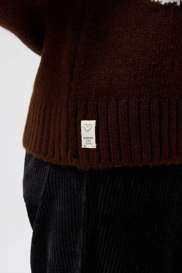 snug brandwear kahverengi Kış yıl başı Özel triko hırka standart beden oversize kesim