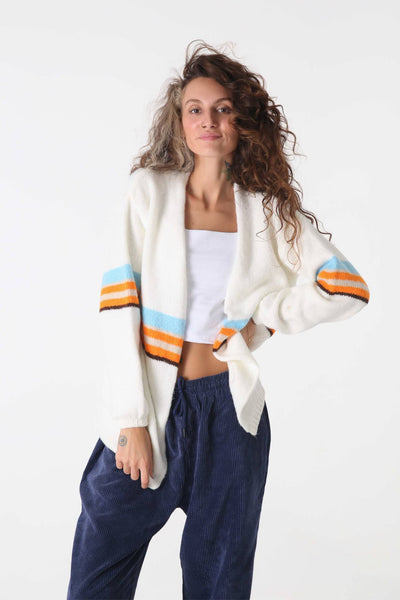 Snow Striped Triko Hırka - Kadın