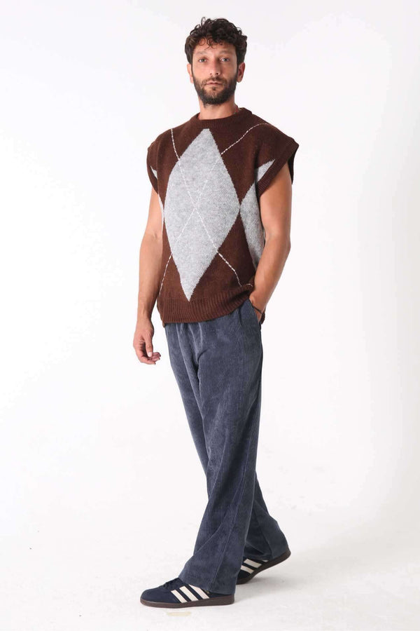 Lacivert kadife Baggy Pantolon - Erkek - snugbrandwear