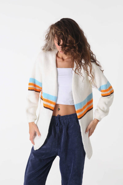 Snow Striped Triko Hırka - Kadın