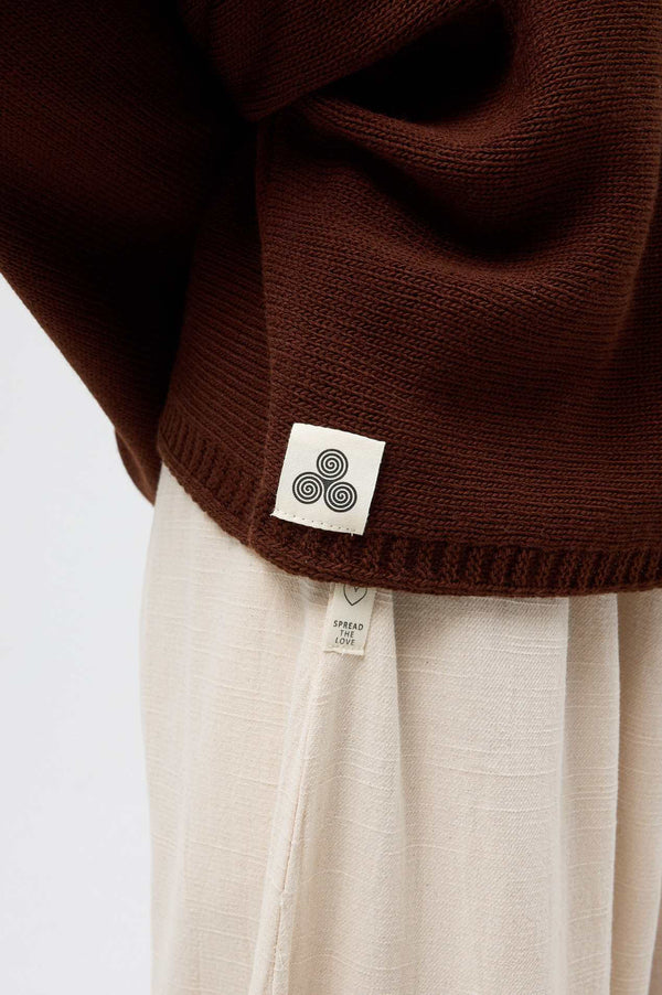 Snug brandwear kahverengi triko pamuk sweatshirt crop top 