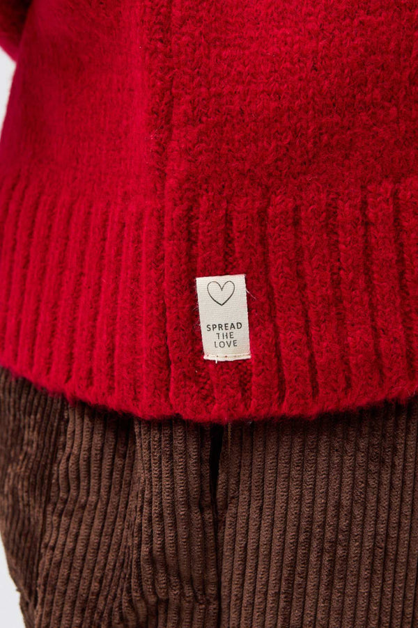 snug brandwear kırmızı Kış yıl başı Özel triko hırka standart beden oversize kesim