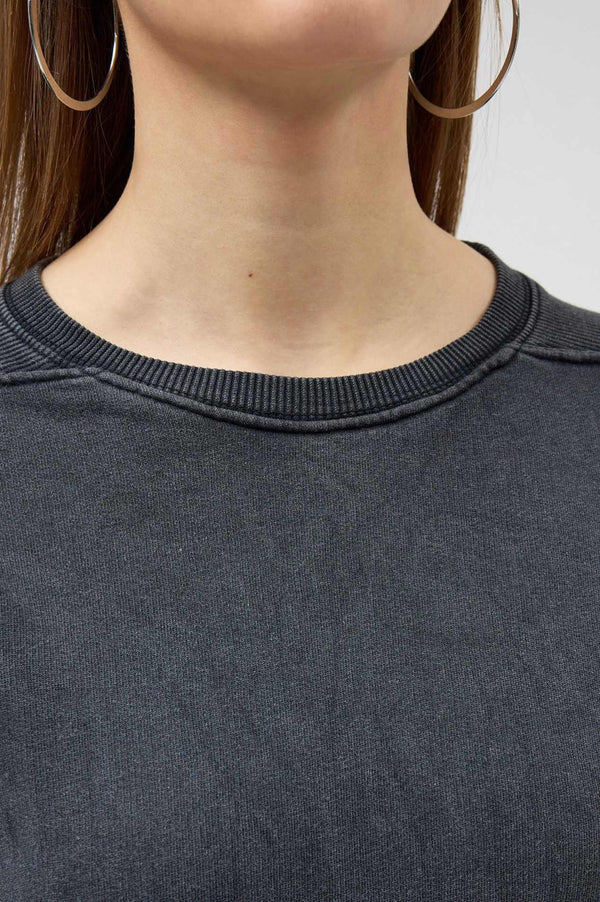 Snug brandwear antrasit yıkamalı 100% pamuk crop kış için uygun