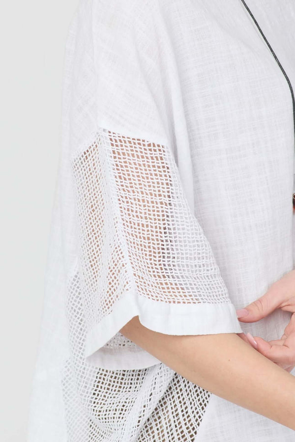 Snow File Kol Bluz with breathable mesh detail on sleeves, perfect for summer wear.