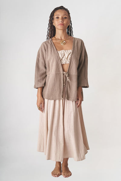 Kahverengi Keten Hırka - ( Ön satış )