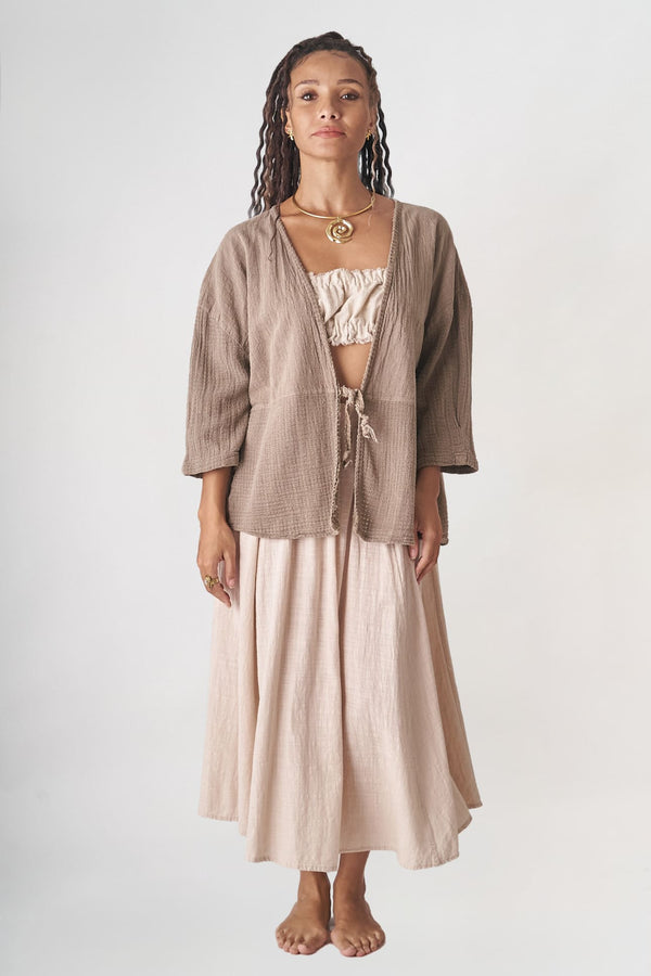 Kahverengi Keten Hırka - ( Ön satış )