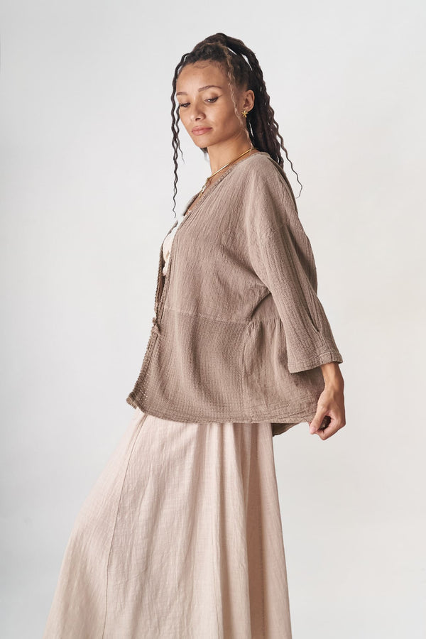 Kahverengi Keten Hırka - ( Ön satış )