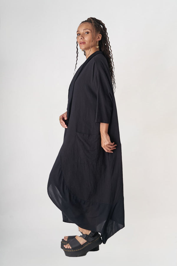 Siyah Pamuklu Uzun Night Hırka - ( Ön satış )