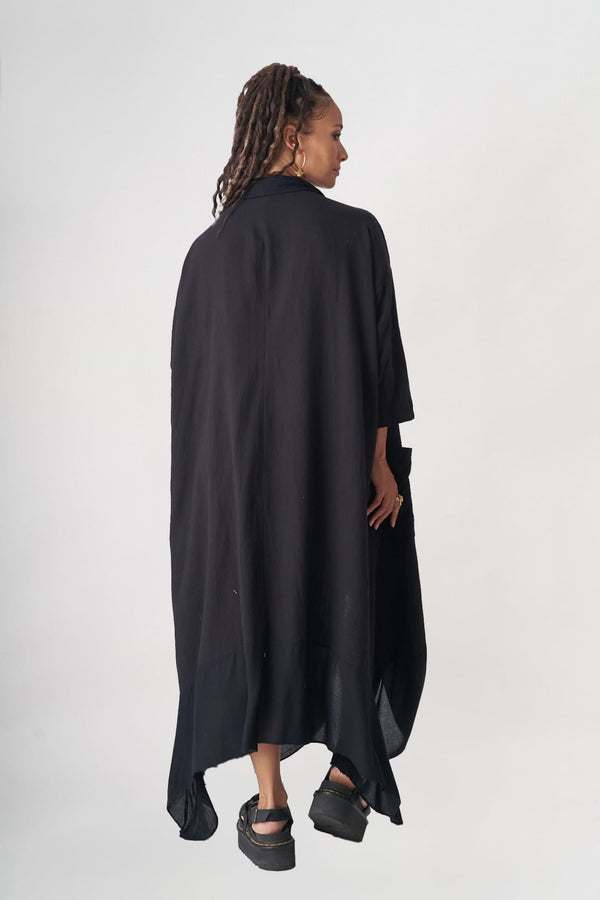 Siyah Pamuklu Uzun Night Hırka - ( Ön satış )