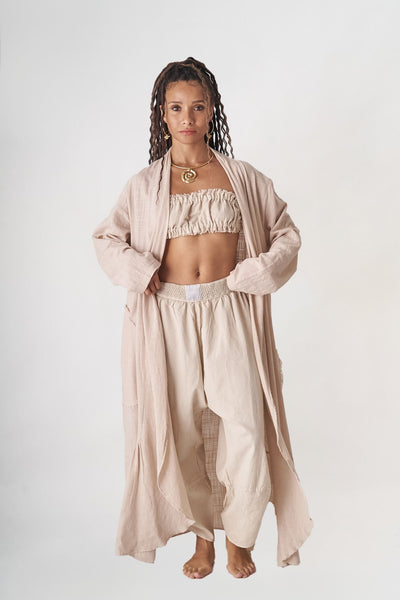 Bej Pamuklu Uzun Hırka - ( Ön satış )