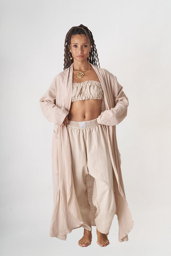 Bej Pamuklu Uzun Hırka - ( Ön satış )