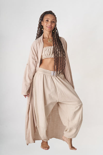 Bej Pamuklu Uzun Hırka - ( Ön satış )