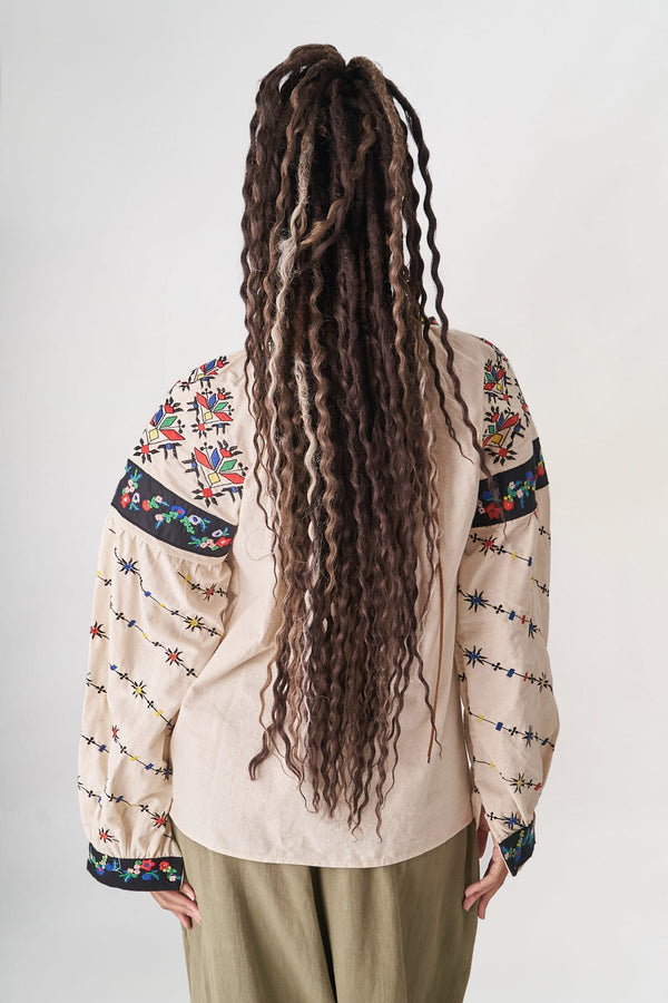 Çiçek Yağmuru Keten Desenli Bluz – (Ön Satış)