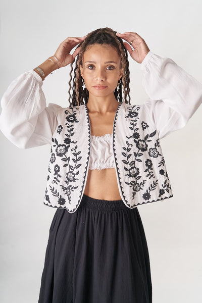 Balon Kollu Keten Yelek Gömlek (Ön Satış)