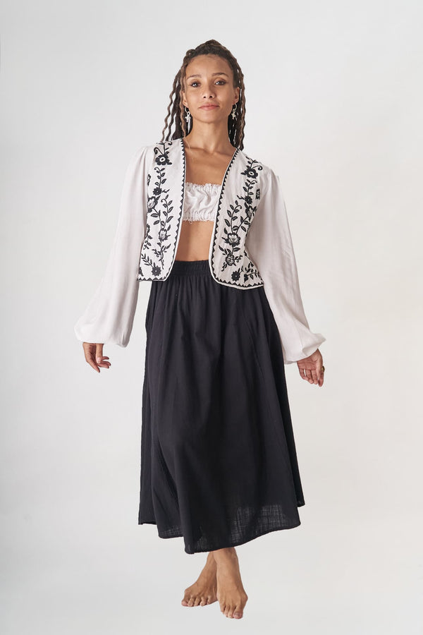 Balon Kollu Keten Yelek Gömlek (Ön Satış)