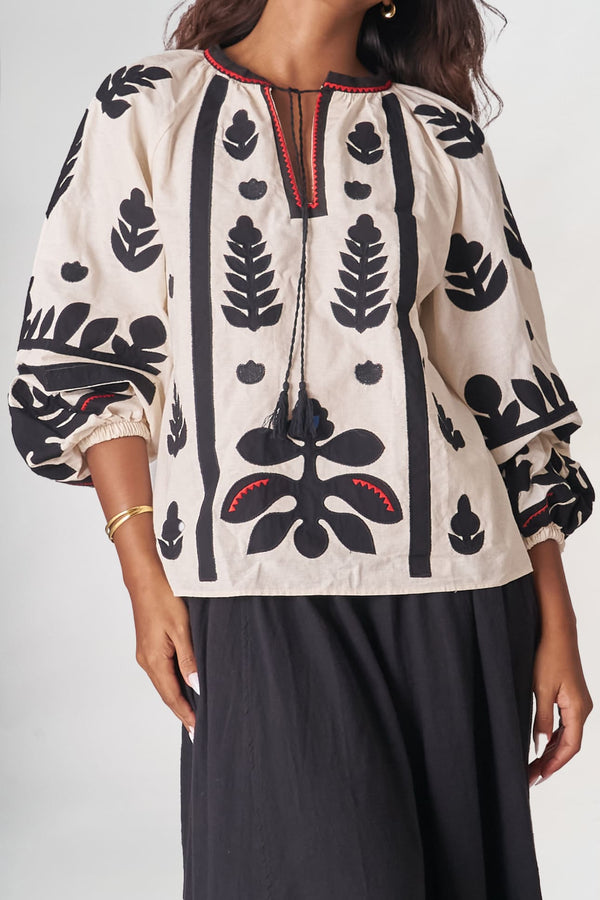 Tribal Çiçek Desenli Yelek Gömlek – Ön Satış