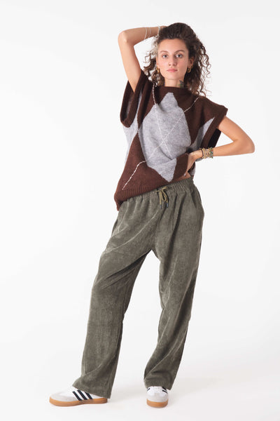 Fawn Desenli Triko Süveter - snugbrandwear