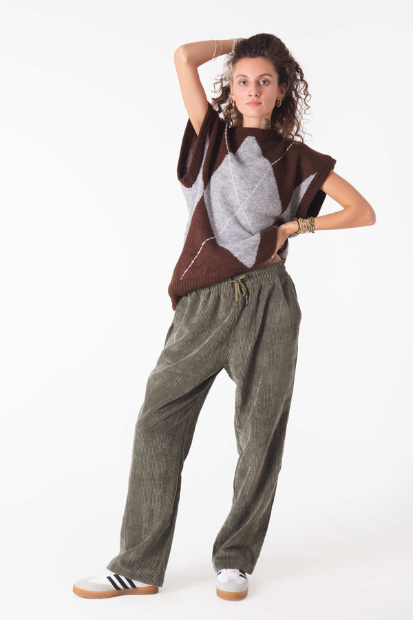 Fawn Desenli Triko Süveter - snugbrandwear