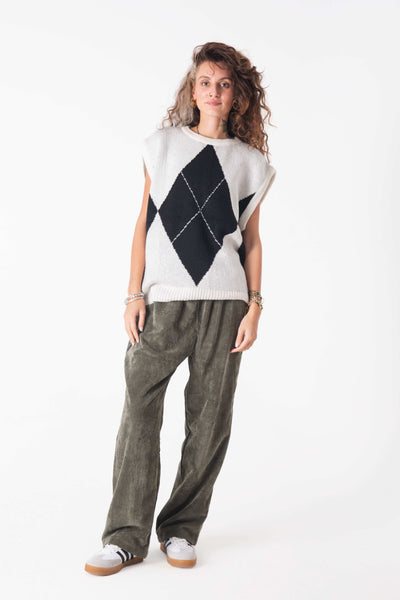 monochrome Desenli Triko Süveter - snugbrandwear