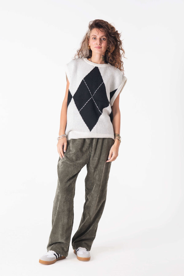 monochrome Desenli Triko Süveter - snugbrandwear