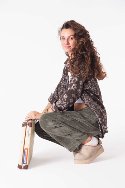 Forest Kadife Baggy Pantolon - Kadın - snugbrandwear
