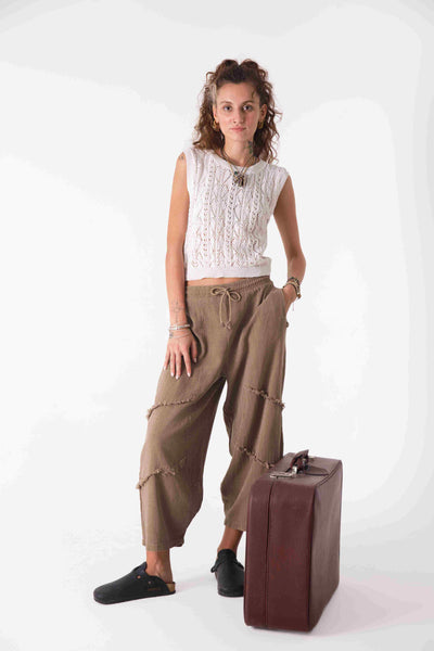 Sand Örme Pamuk Crop - snugbrandwear