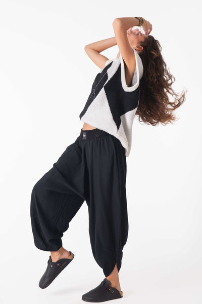 monochrome Desenli Triko Süveter - snugbrandwear