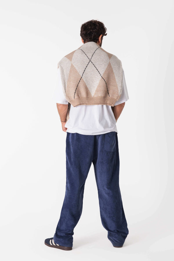 Navy kadife Baggy Pantolon - Erkek - snugbrandwear