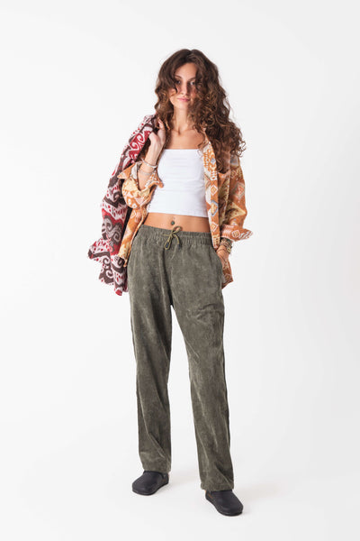 Forest Kadife Baggy Pantolon - Kadın - snugbrandwear