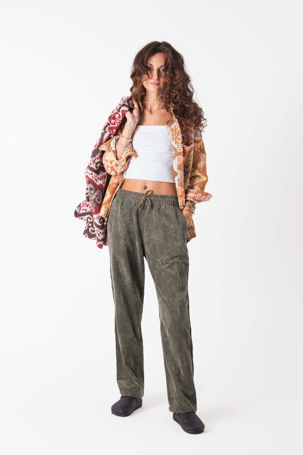 Forest Kadife Baggy Pantolon - Kadın - snugbrandwear