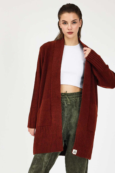 Merah Triko Cardigan Hırka - Kadın