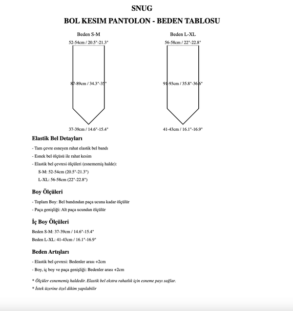 Dune Baggy Pantolon - Erkek beden tablosu, organik pamuk, şalvar harem boho tarzı.