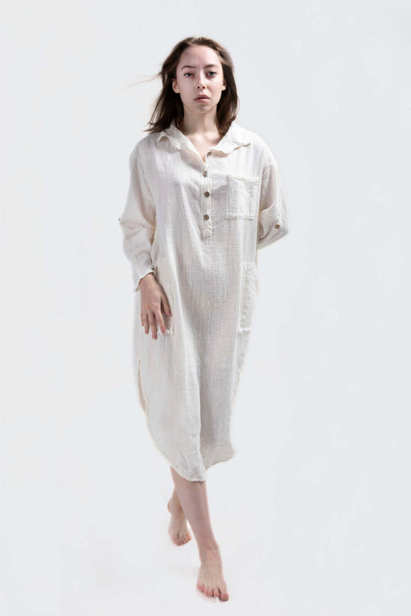 White Unisex Serenity Uzun Gömlek - snugbrandwear