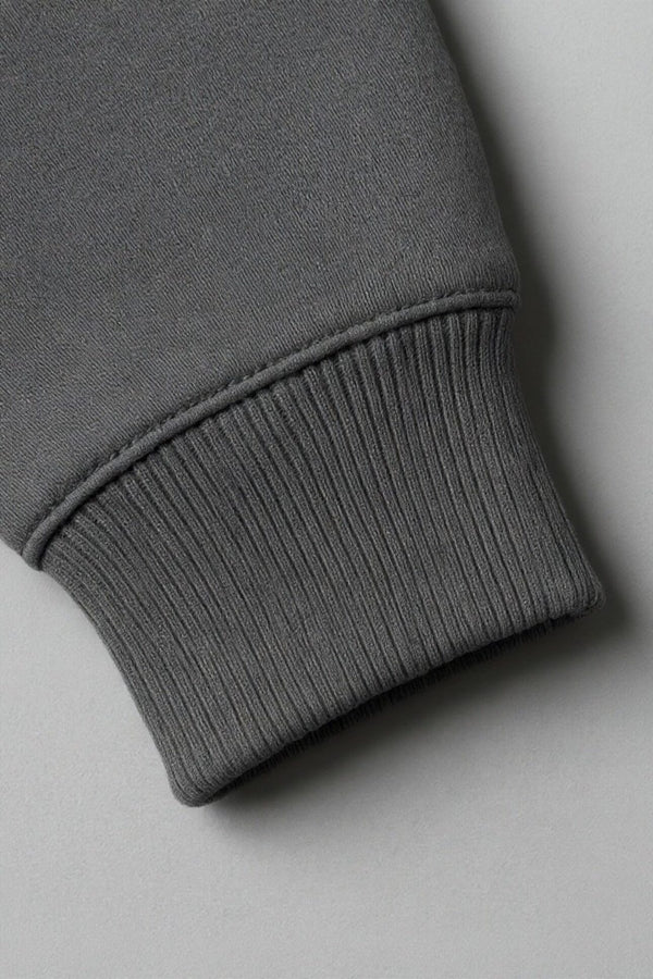 Gunmetal Kapşonlu Nakışlı Sweatshirt